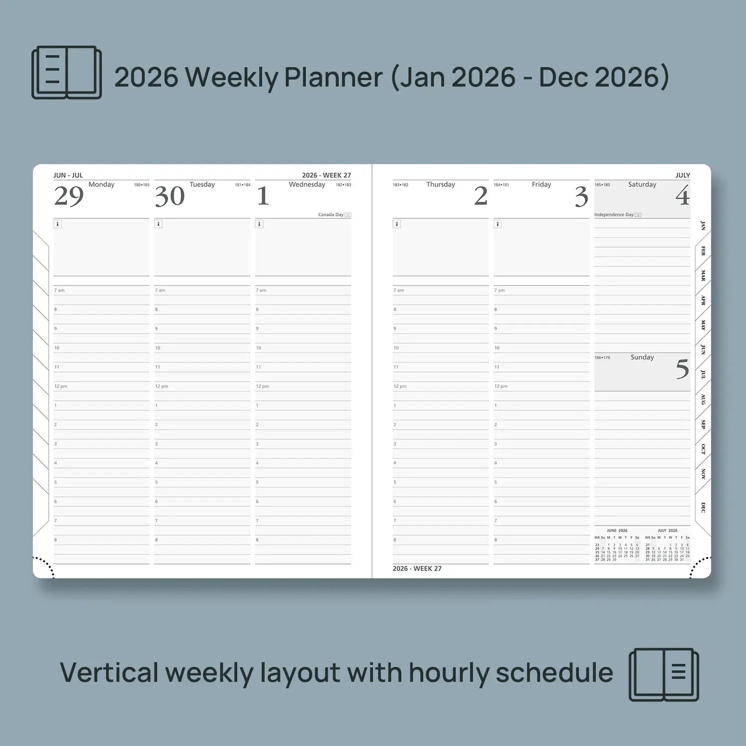 UK 10.5x8.5 Weekly Planner 2026 Hardcove Calendar Planner