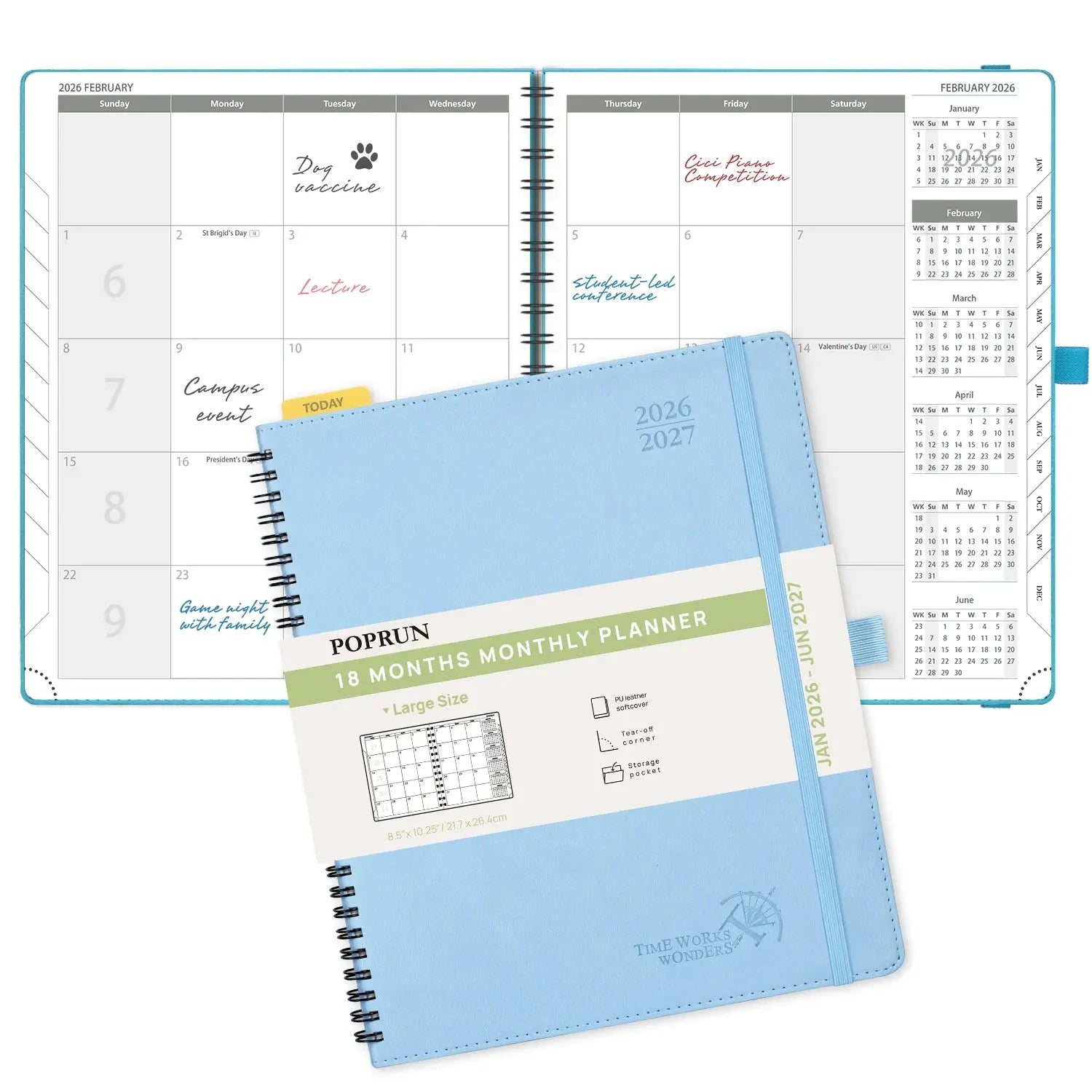 8.5x10.5 Monthly Planner 2026 Spiral Calendar Planner