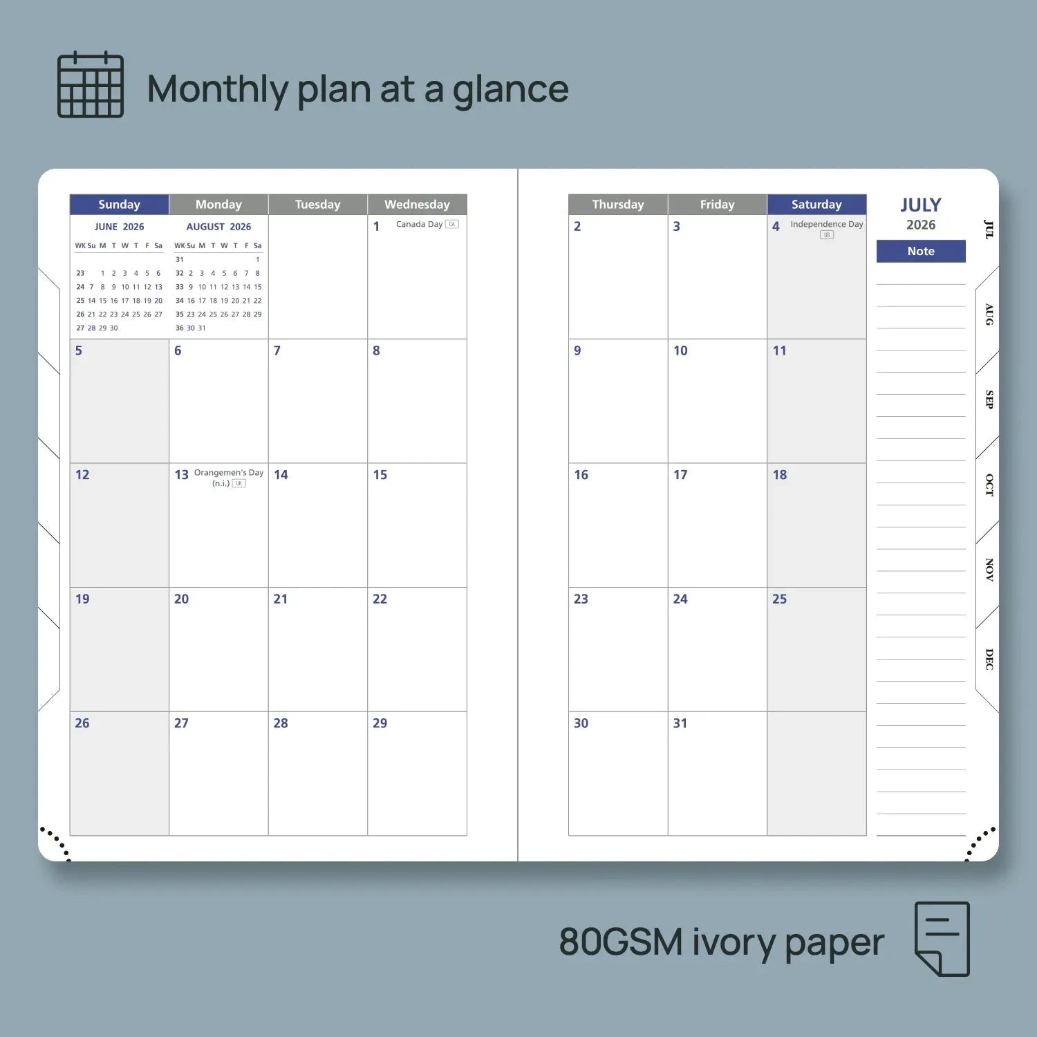 A5 Daily Planner 2026 Hardcover Casebound