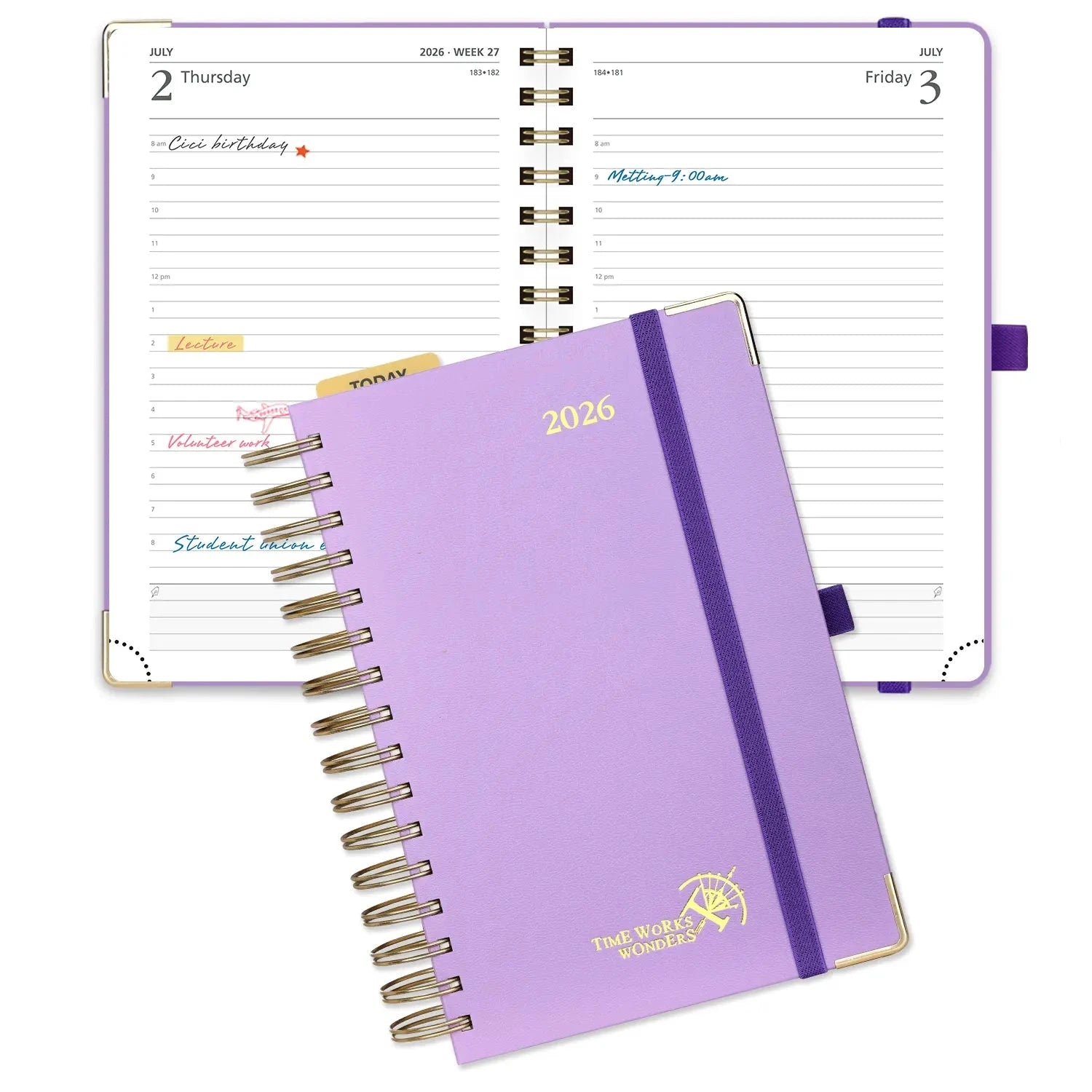 UK A5 Daily Planner 2026 Spiral Hardcover Calendar Planner