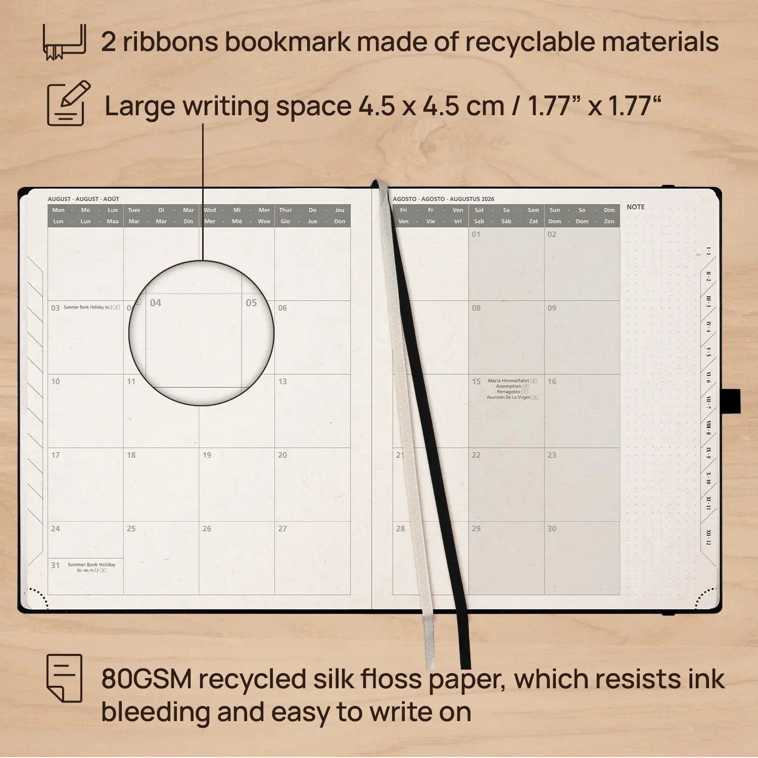 EU Large Size Recycled Weekly Planner 2026 Hardcover