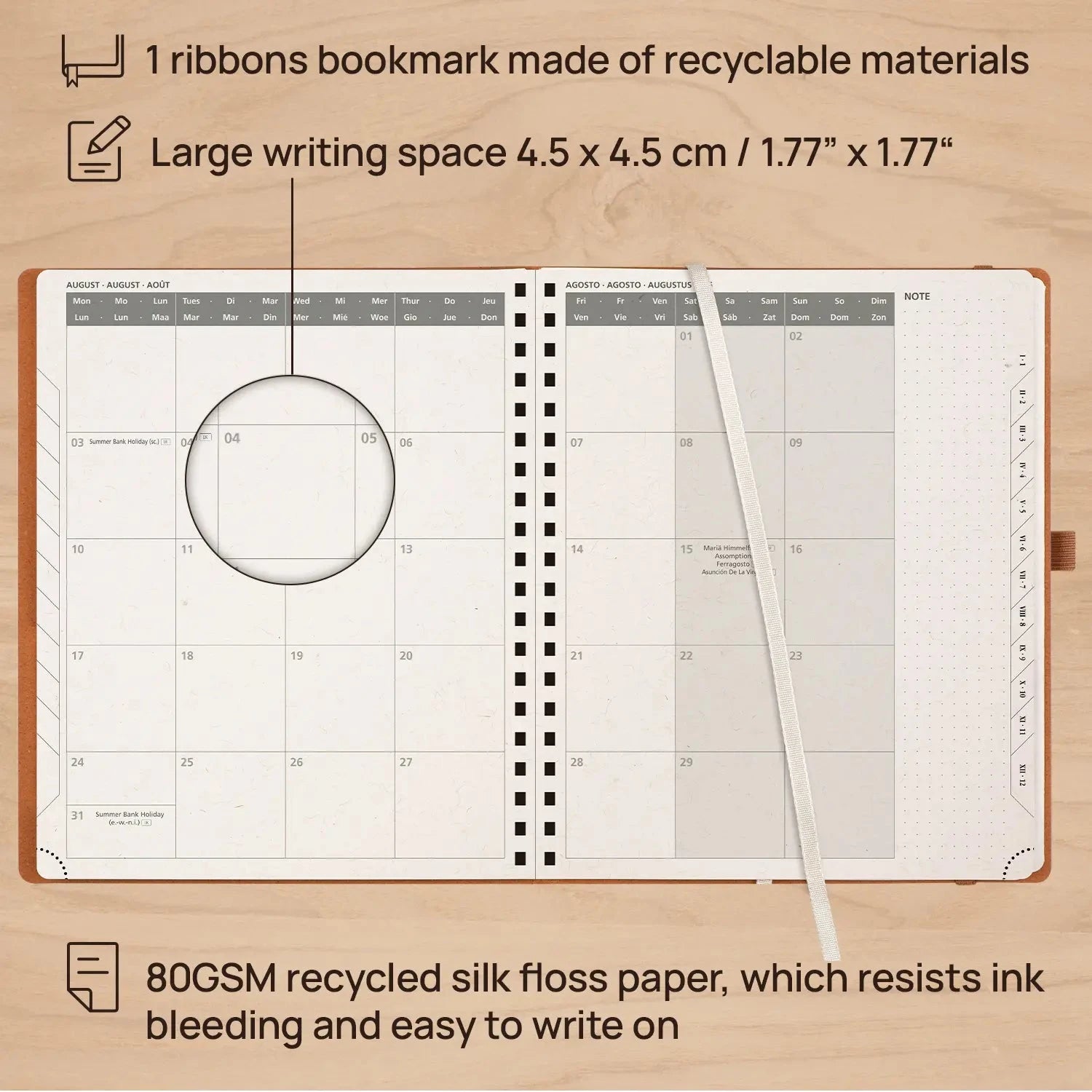 EU Large Size Recycled Weekly Planner 2026 Spiral Hardcover