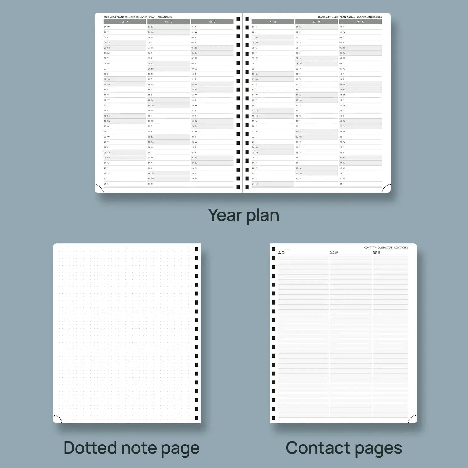 EU Large Size Weekly Planner 2026 Spirale Softcover Calendar Planner