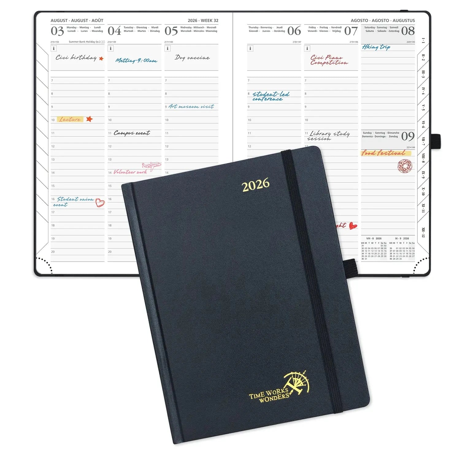EU Medium Size Weekly Planner 2026 Hardcover Calendar Planner
