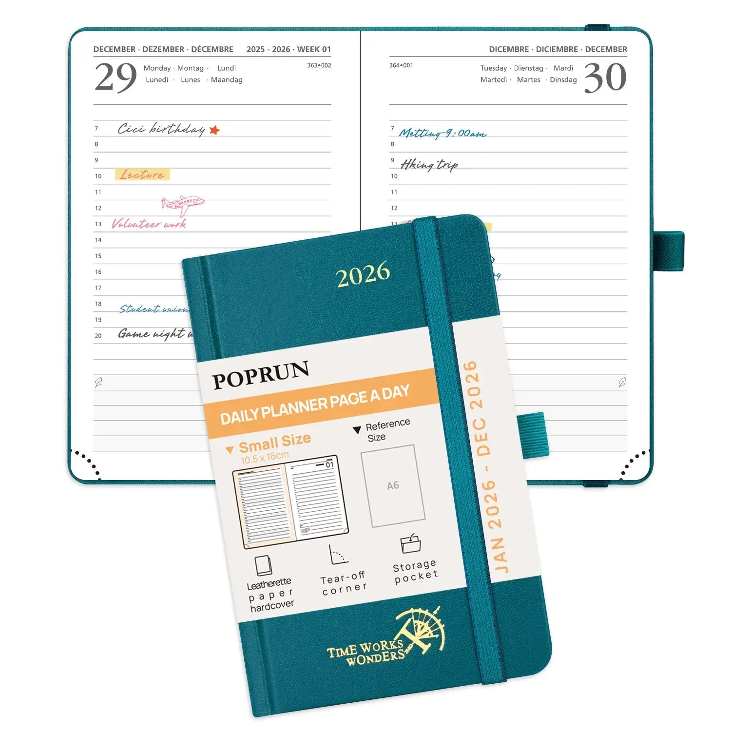 EU Pocket Size Daily Planner 2026 Premium Hard Cover Agenda