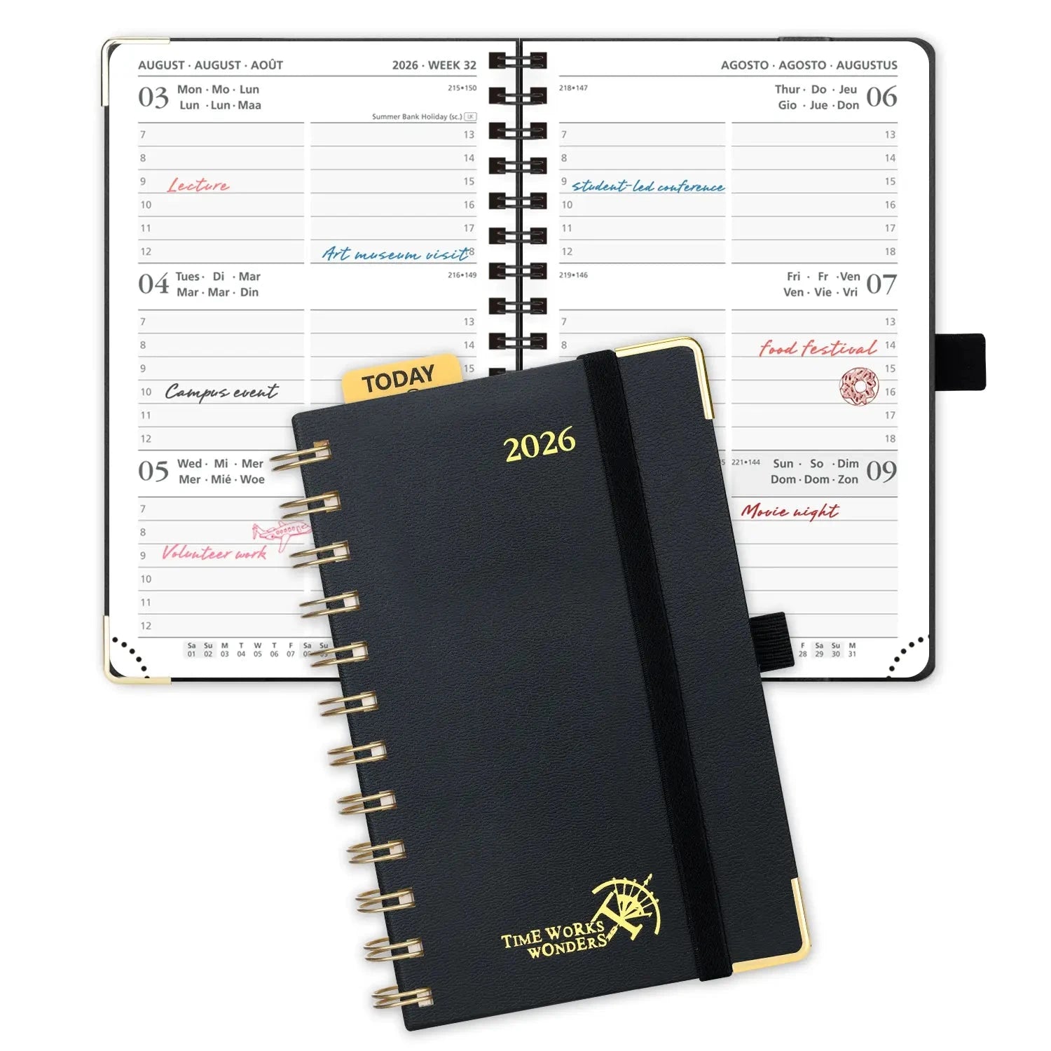 EU Small Size Weekly Planner 2026 Spiral Calendar Planner