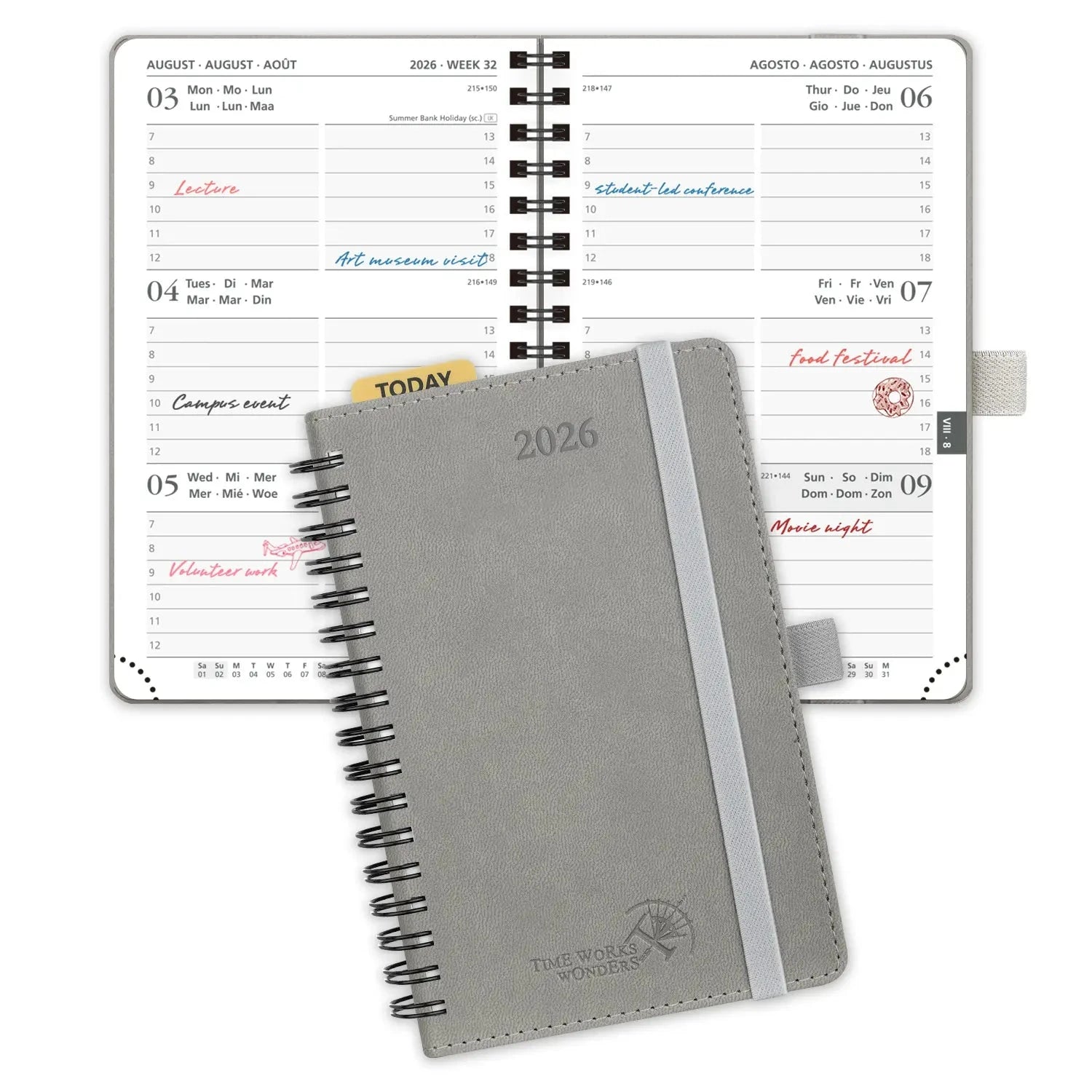 EU Small Size Weekly Planner 2026 Spiral Soft Cover Calendar Planner