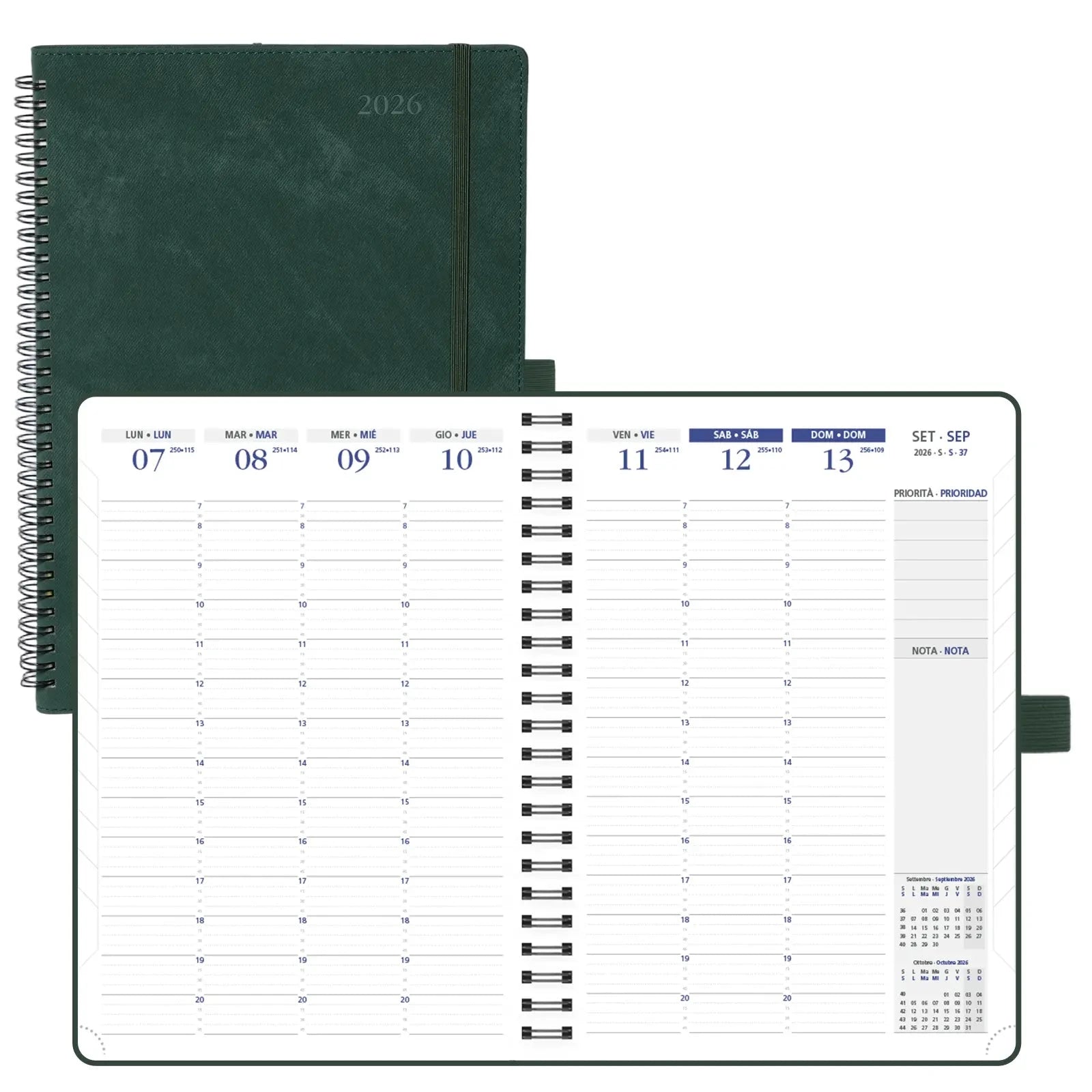 IT/ES A4 Weekly Planner 2026 PU Leather Softcover Appointment Book