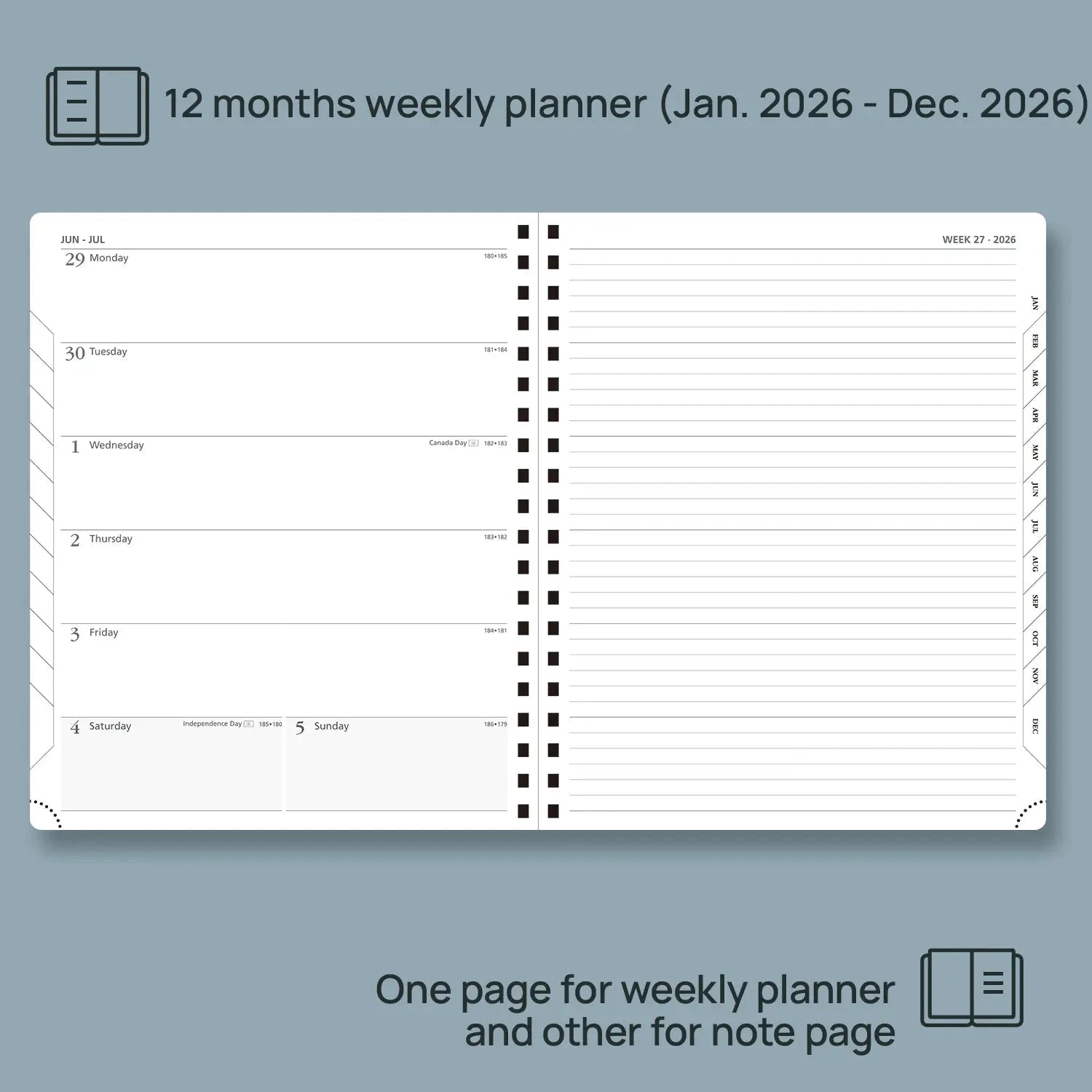 Large Size Weekly Planner 2026 Spirale Softcover Calendar Planner