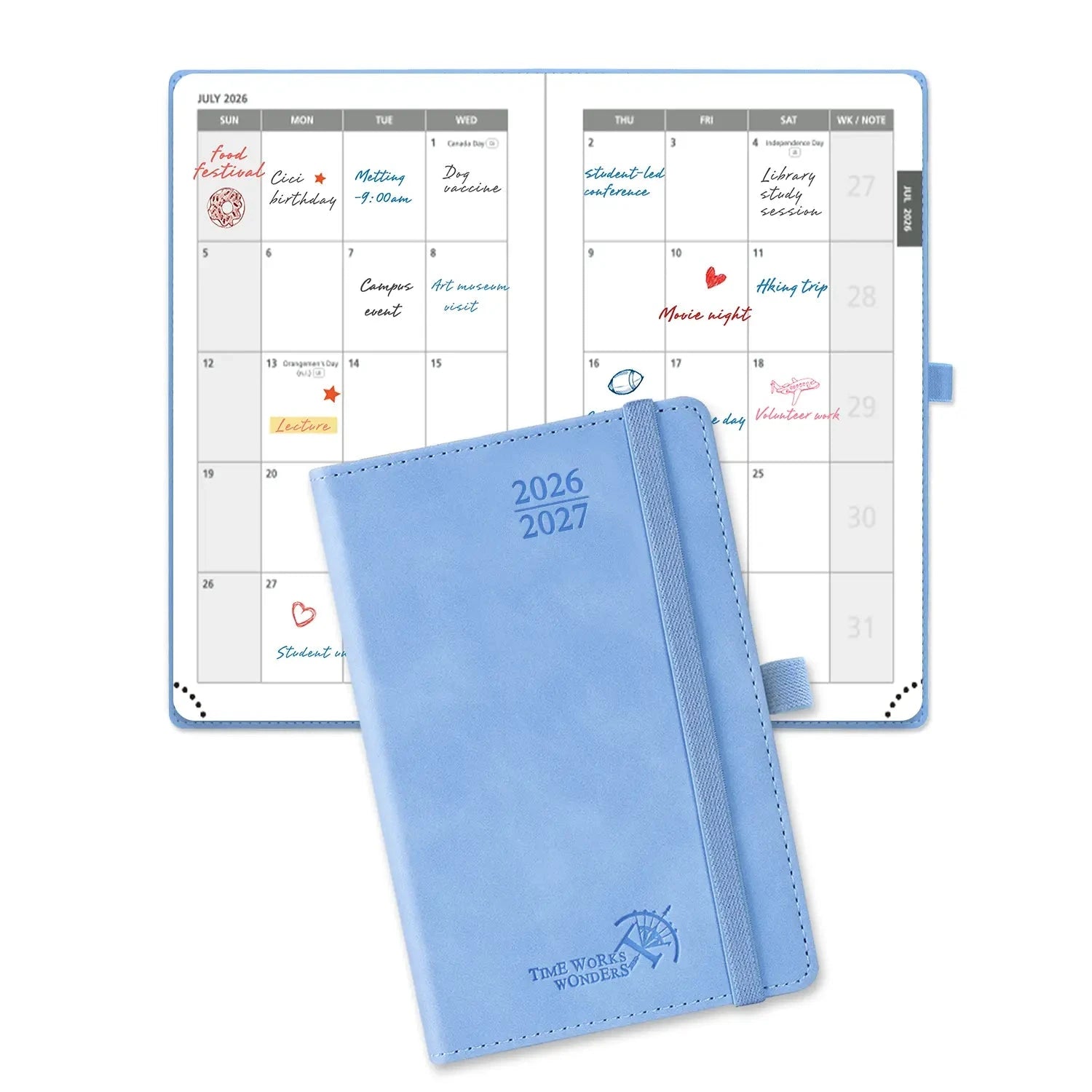 UK Pocket Size 24-month Monthly Planner 2026-2027 Soft Cover Calendar Planner