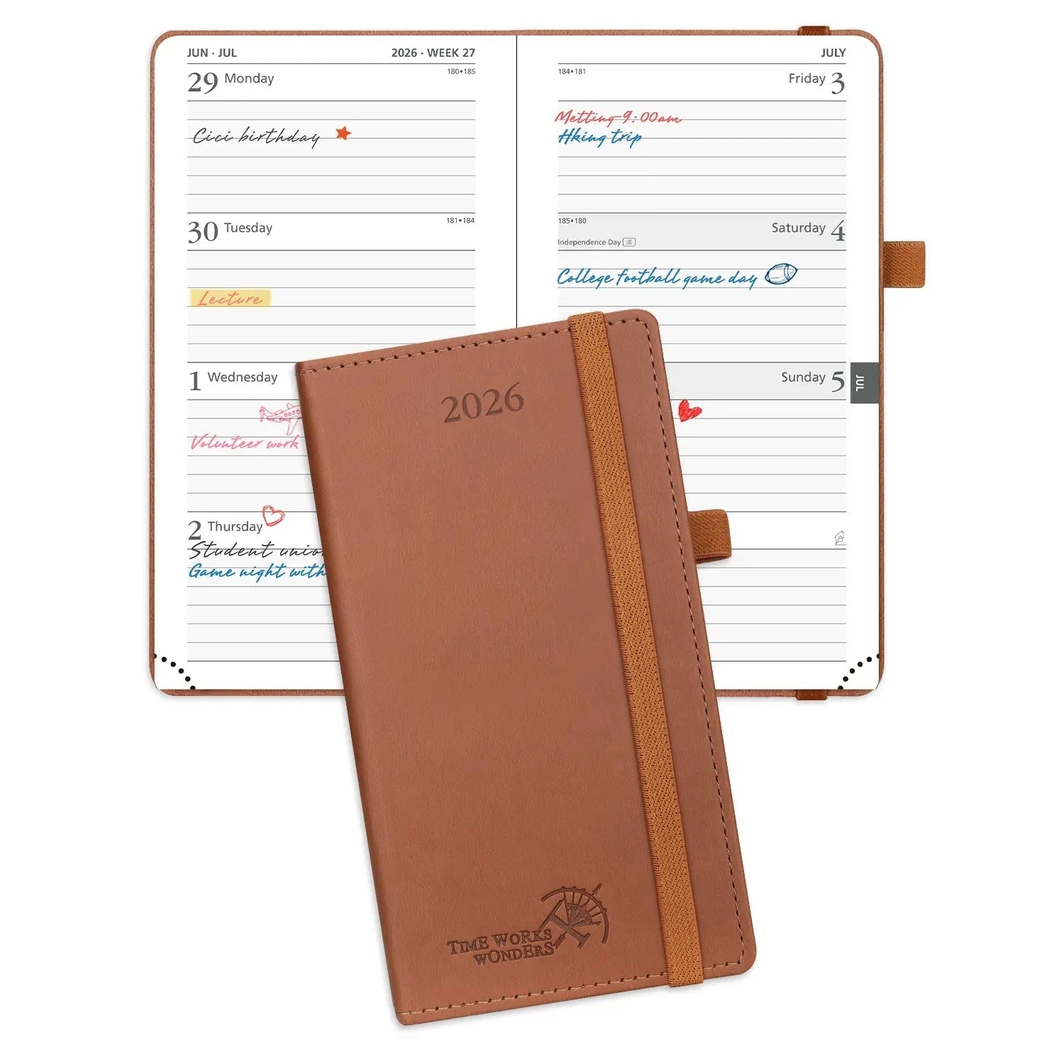 Pocket Size Weekly Planner 2026 Hard Cover Calendar Planner