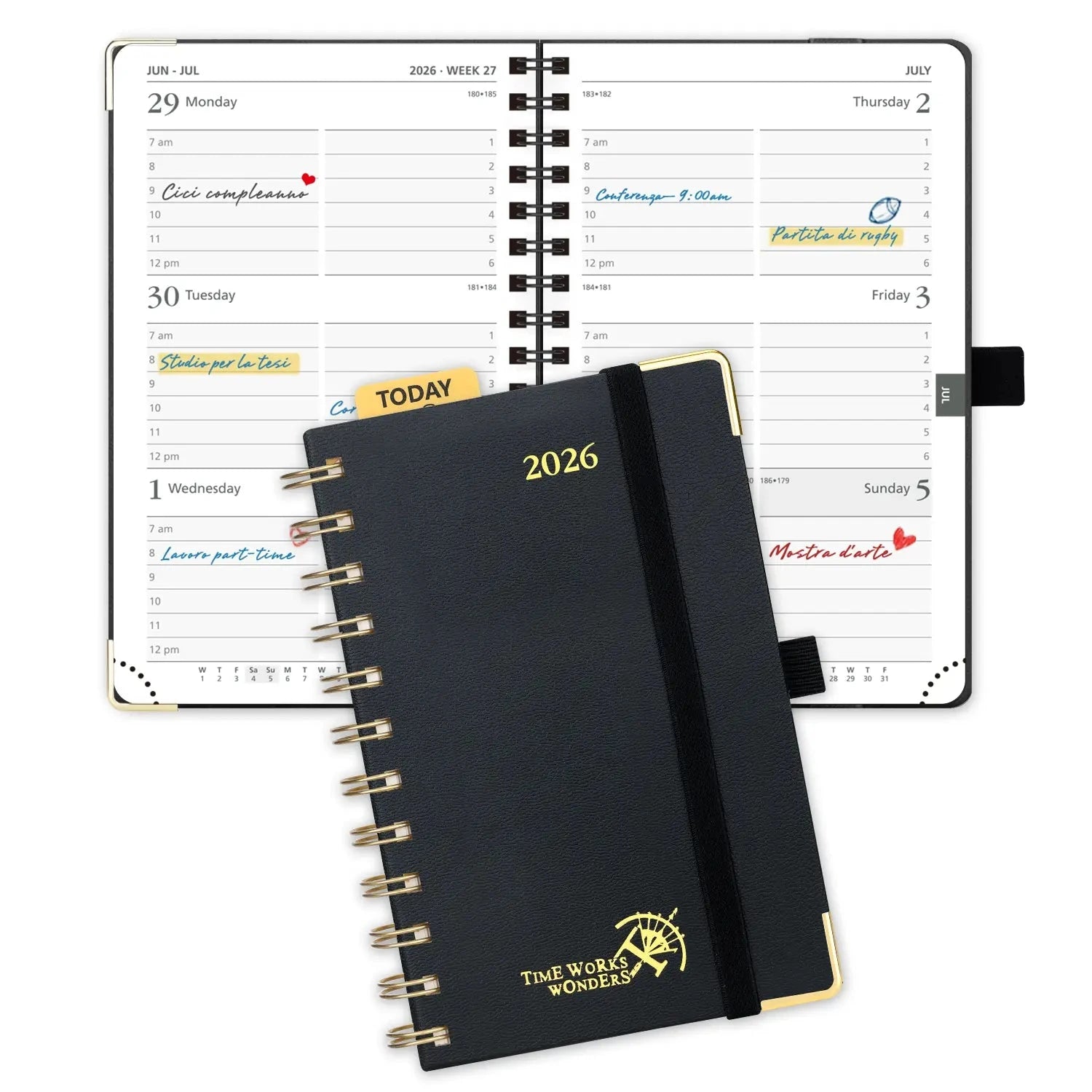UK Small Size Weekly Planner 2026 Spiral Calendar Planner
