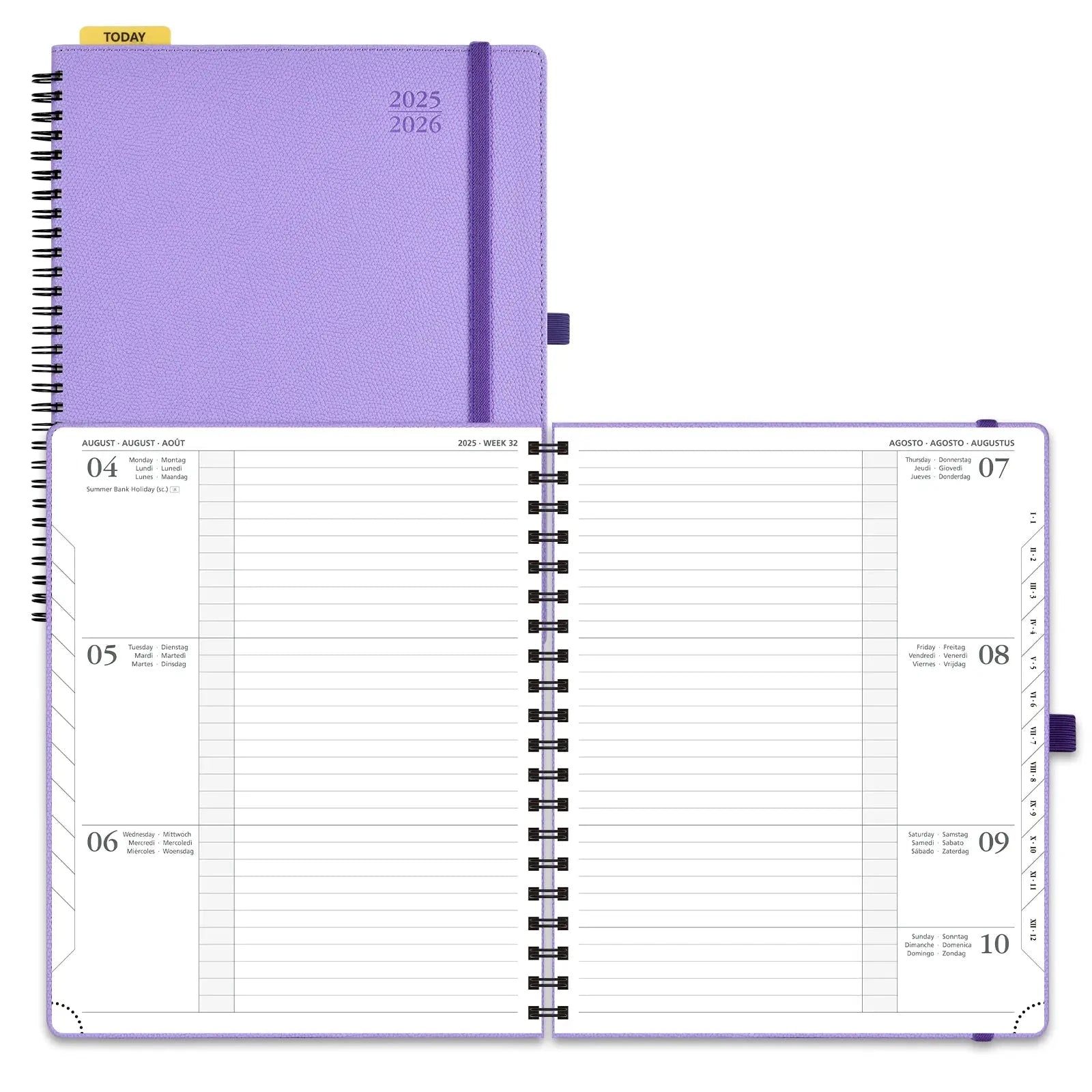 EU 2025-2026 Spiral Horizontal Weekly Planner Large Size 26.5 x 21.5 cm