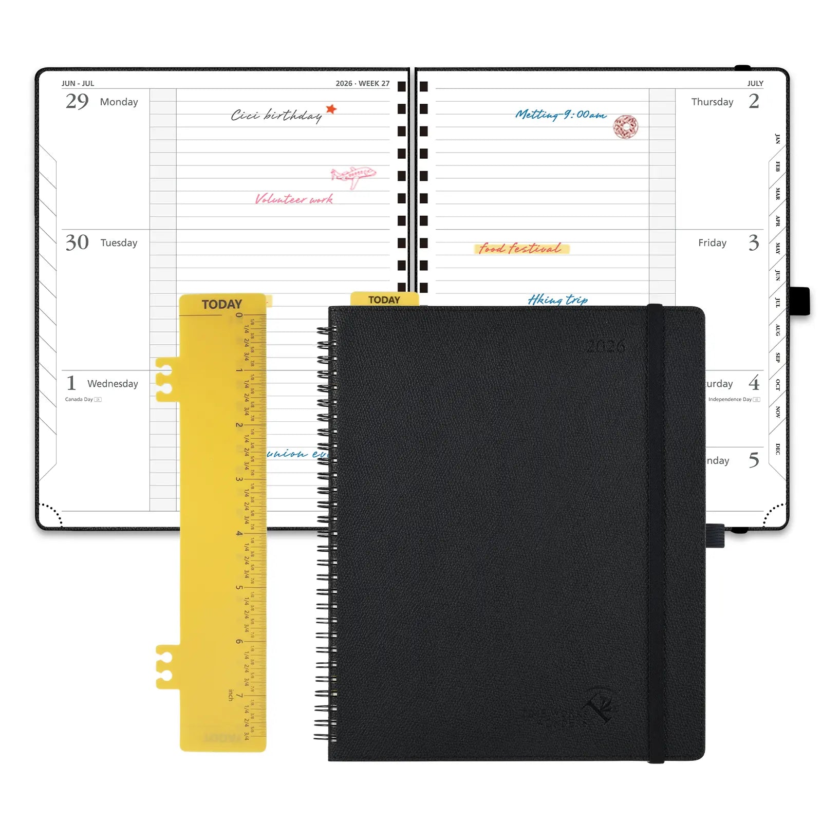 UK 8.5x10.5 Weekly Planner 2026 Spiral Hardcover|Horizontal Layout